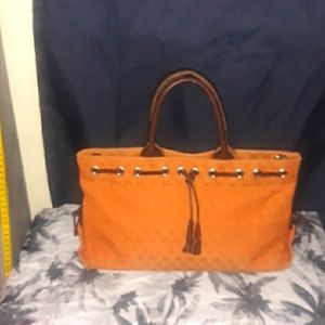 Vintage orange RARE Dooney & Bourke Canvas & Leather Satchel Bag